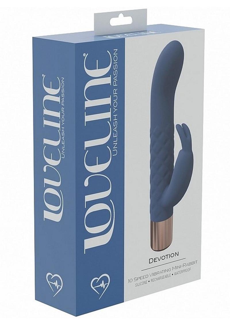 Loveline Devotion Silicone Rechargeable 10 Speed Mini Rabbit - Blue