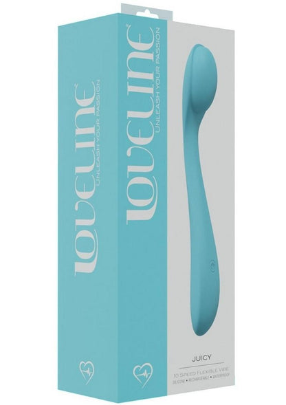 Loveline Juicy Silicone Rechargeable 10 Speed Flexible Vibe - Blue