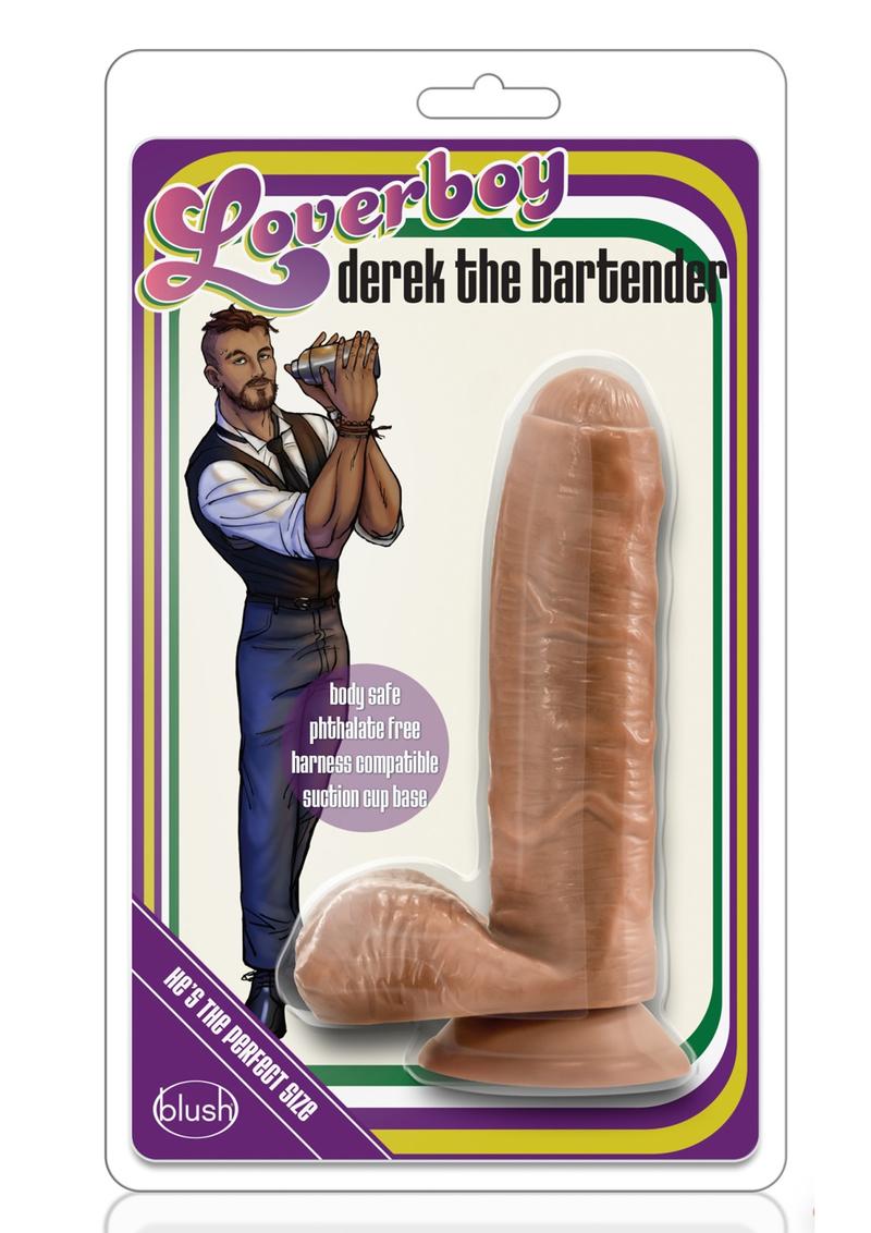 Loverboy Derek The Bartender Dildo with Balls - Caramel - 7in