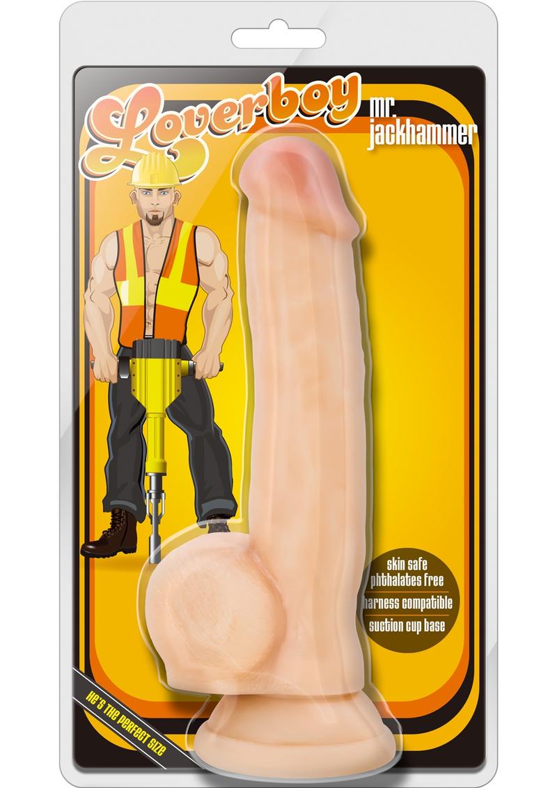 Loverboy Mr. Jackhammer Dildo with Balls - Flesh/Vanilla - 8.5in