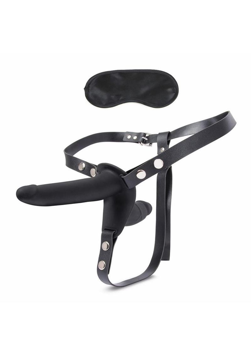 Lux Fetish Silicone Strap-On Harness Dildo - Black