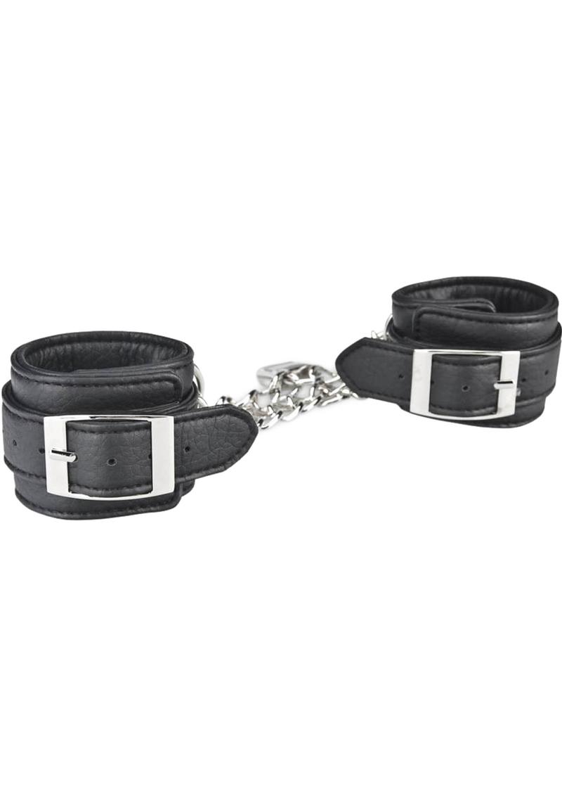 Lux Fetish Unisex Leatherette Cuffs Adjustable - Black