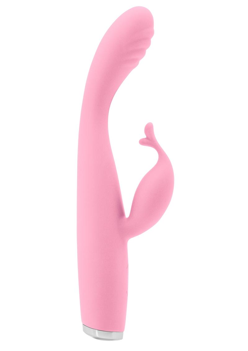 Luxe Skye Silicone Rechargeable Slim Rabbit Vibrator - Pink