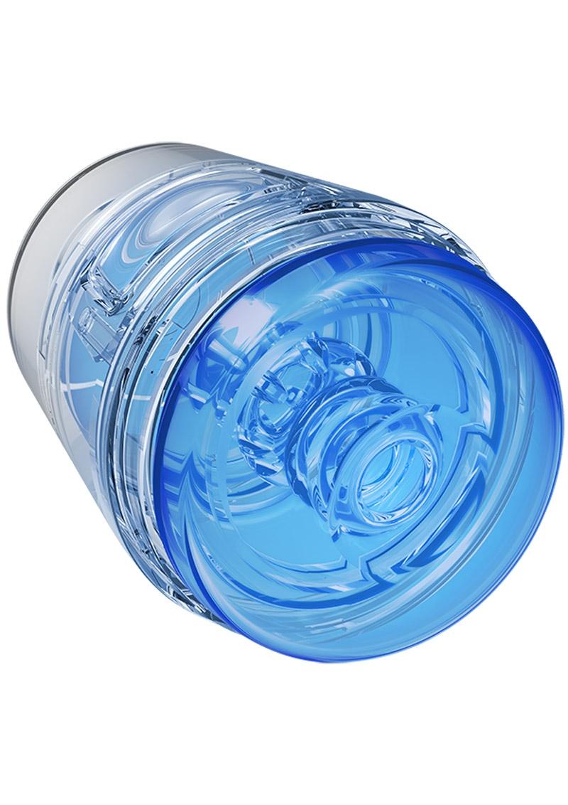 Main Squeeze Pop Off Ultraskyn Compact Masturbator - Blue/Clear/Crystal