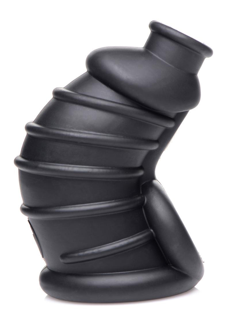 Master Series Dark Chamber Silicone Chastity Cage - Black