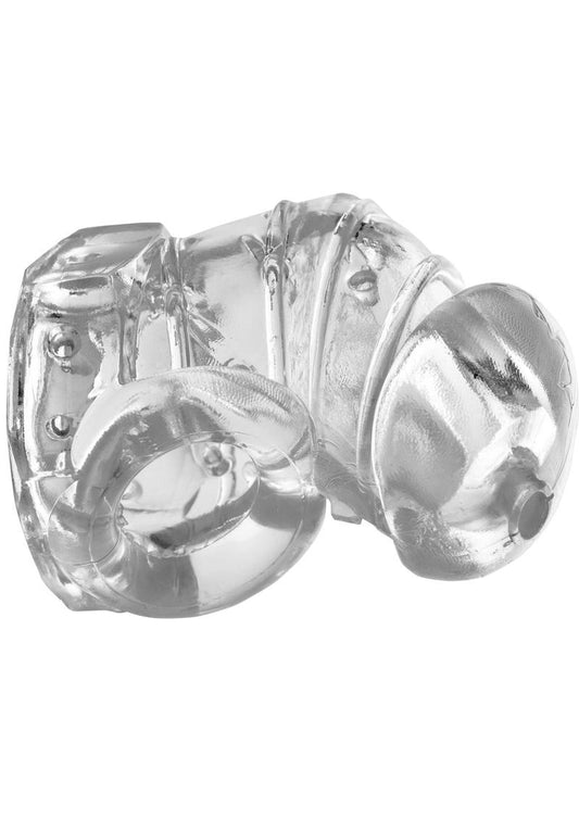 Master Series Detained 2.0 Restrictive Chastity Cage with Nubs - Clear