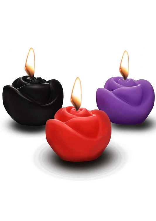 Master Series Fire Garden Rose Candle - Black/Purple/Red - 3 Per Set/Set