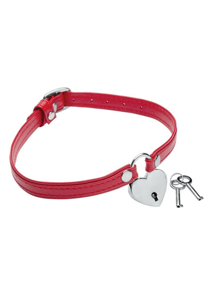 Master Series Heart Lock Choker with Keys - Red