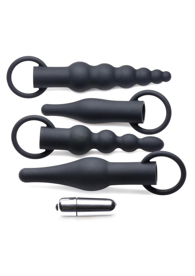 Master Series Premium Ranged Rimmers 3x Vibrating Silicone Rimming Anal Training - Black - 5 Piece/Set