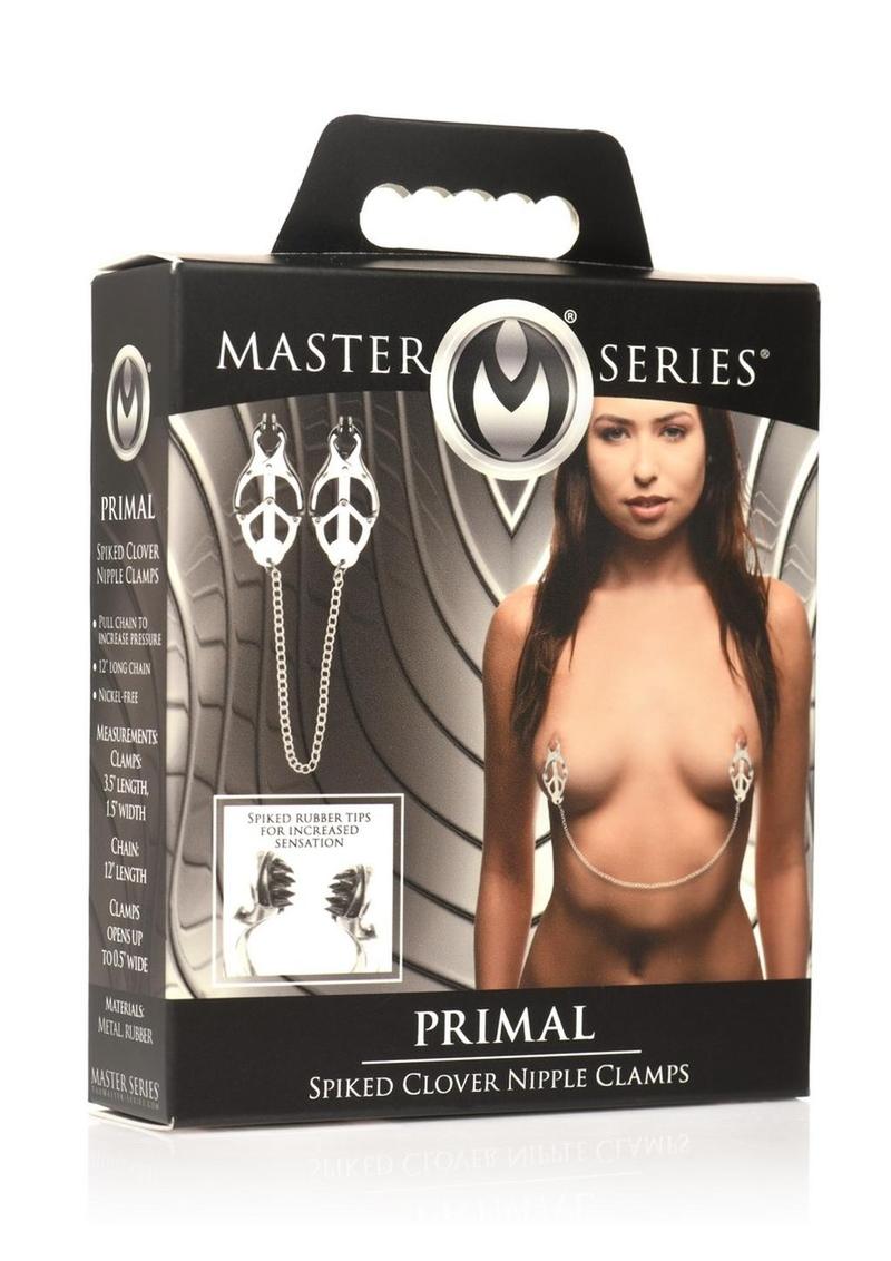 Master Series Primal Spiked Clover Nipple Clamps - Metal/Silver