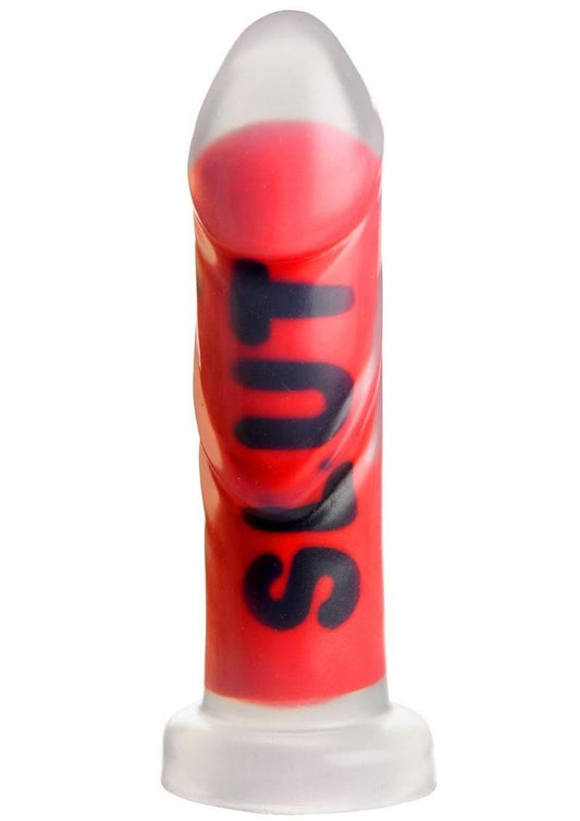 Master Series Slut Silicone Dildo - Black/Clear/Red