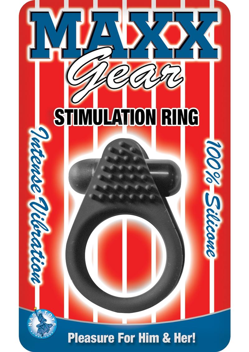 Maxx Gear Stimulation Ring Silicone Vibrating Cock Ring - Black