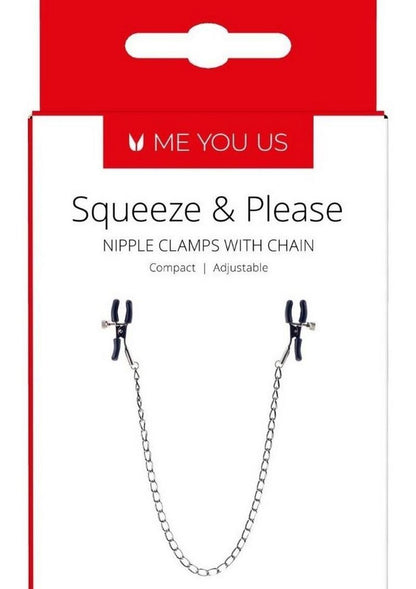 ME YOU US Squeeze and Please Adjustable Nipple Clamps with Chain