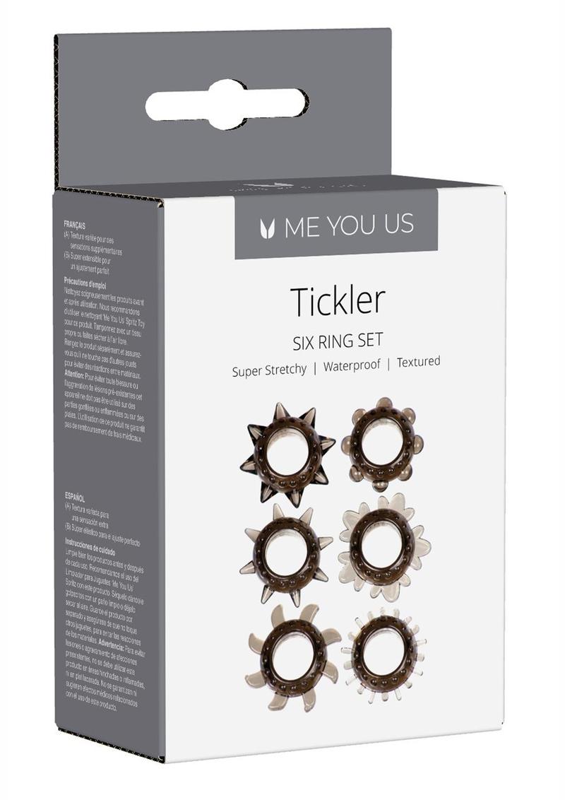 ME YOU US Tickler Ring Set Assorted Textured Cock Rings - Smoke - 6 Pack