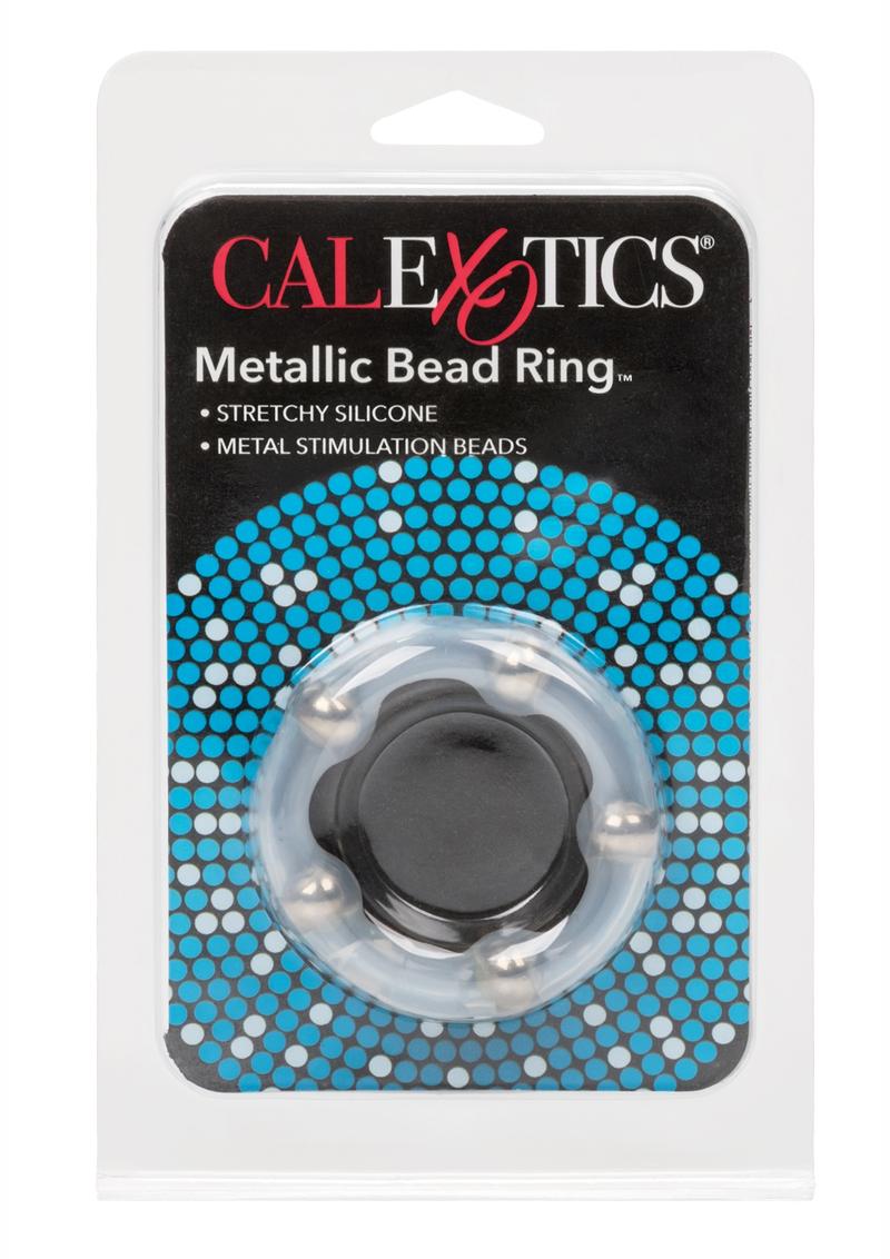 Metallic Bead Ring Silicone Cock Ring - Clear