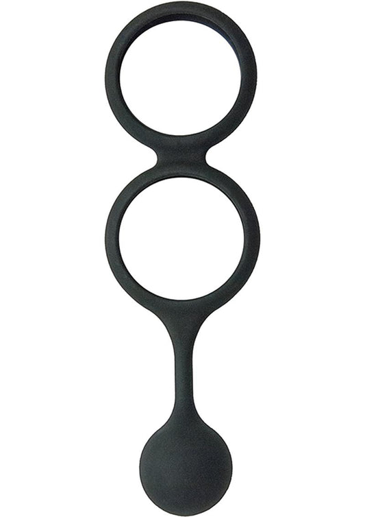 My Cock Ring Scrotum Ring with Weighted Ball Banger Silicone Cock Ring - Black