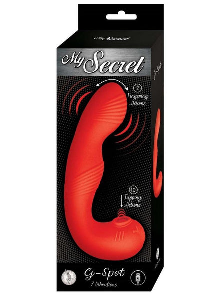 My Secret G-Spot Rechargeable Silicone Vibrator with Clitoral Stimulator - Red