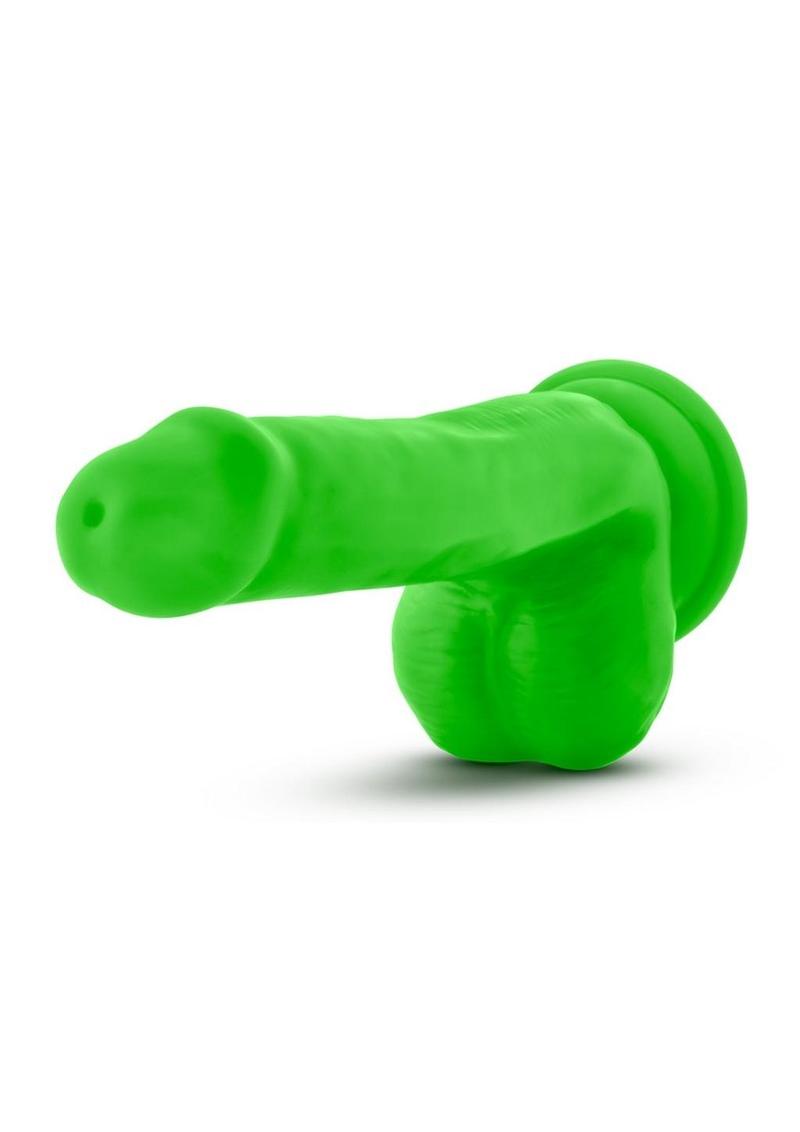 Neo Elite Silicone Dual Density Dildo with Balls - Green/Neon Green - 6in