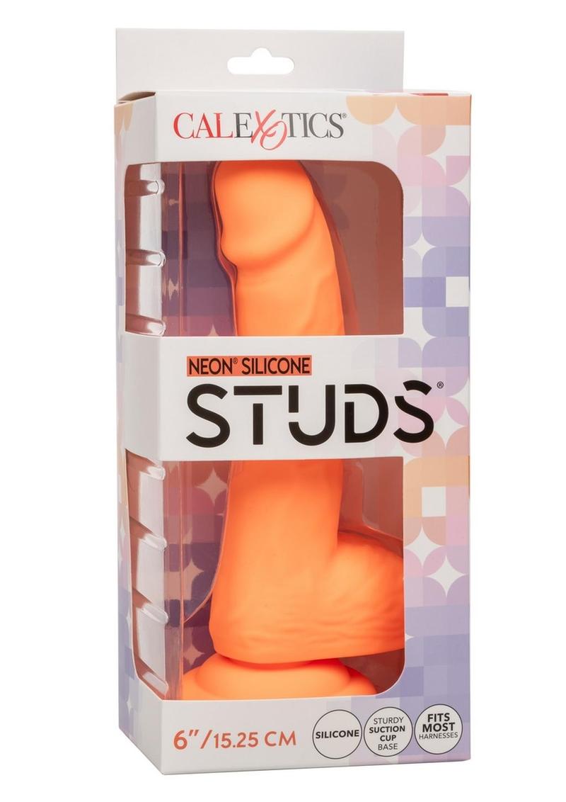 Neon Silicone Studs Dildo - Orange - 6in