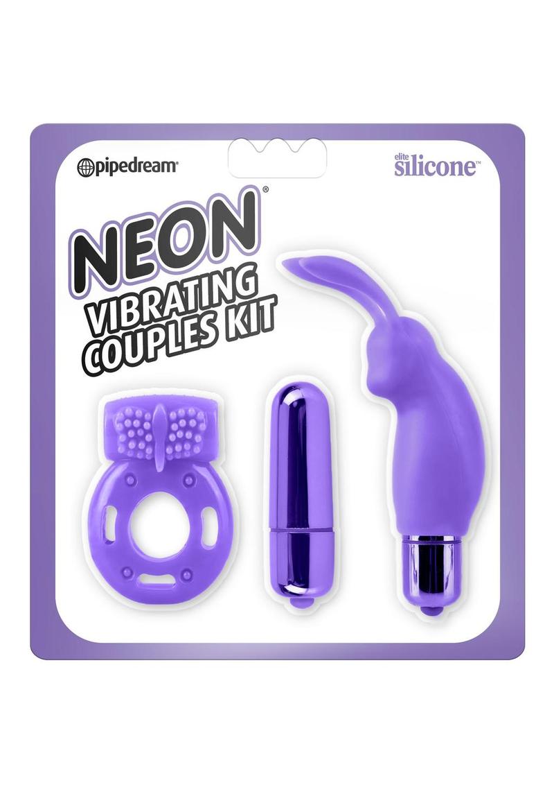 Neon Silicone Vibrating Couples - Purple - 3 Piece Kit