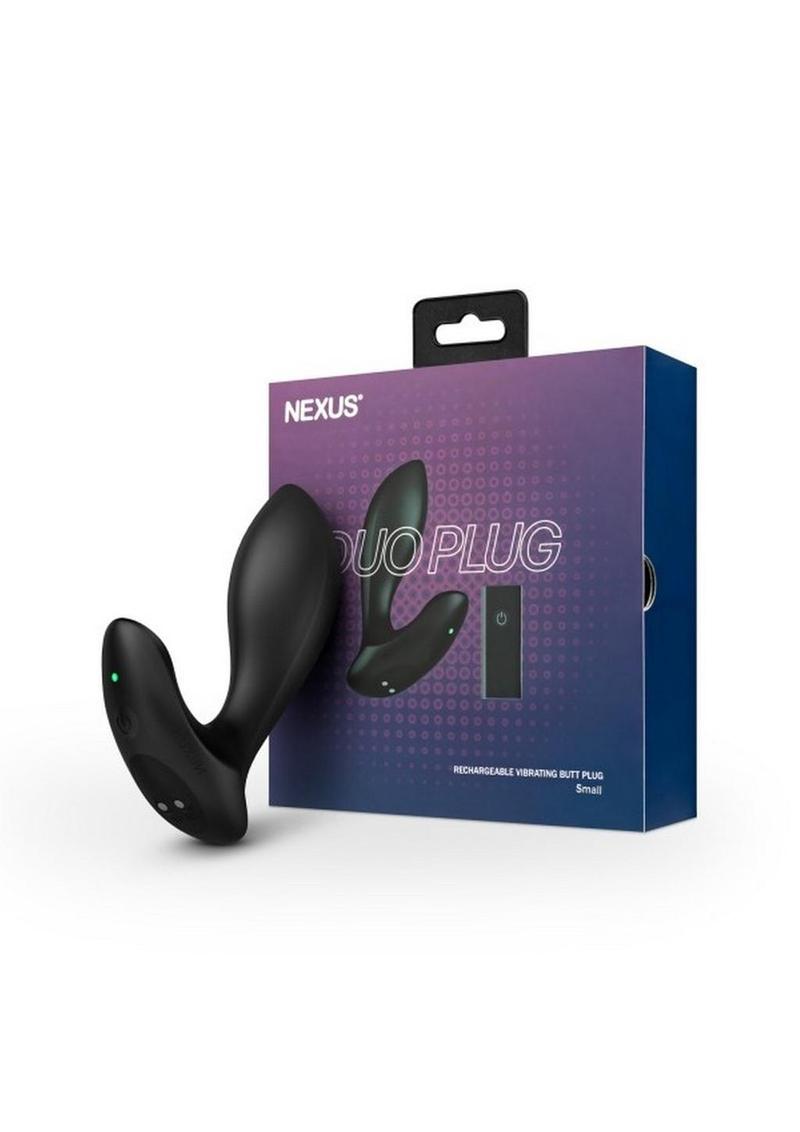 Nexus Duo Rechargeable Silicone Remote Control Beginner Butt Plug - Black - Small