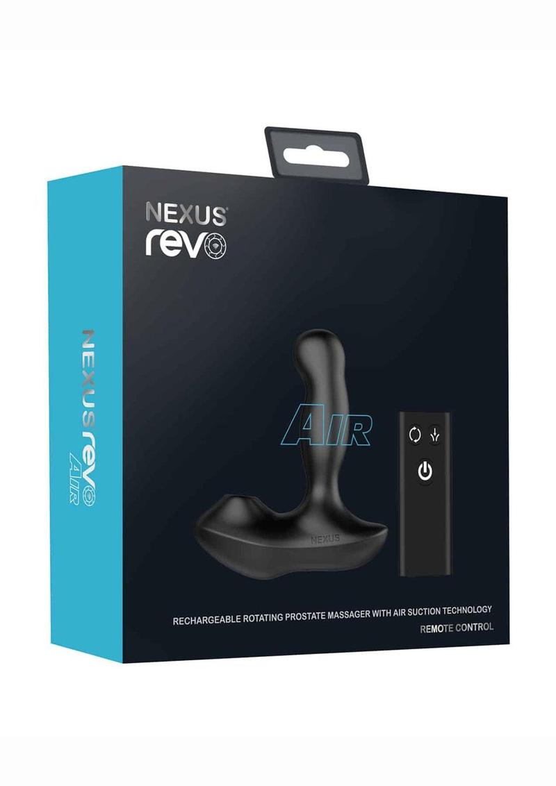 Nexus Revo Air Rechargeable Silicone Suction and Rotating Prostate Massager with Remote Control - Black