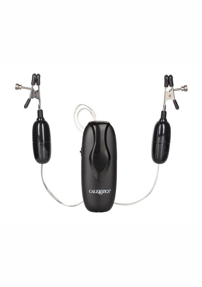 Nipple Play Vibrating Nipple Clamps with Remote - Black