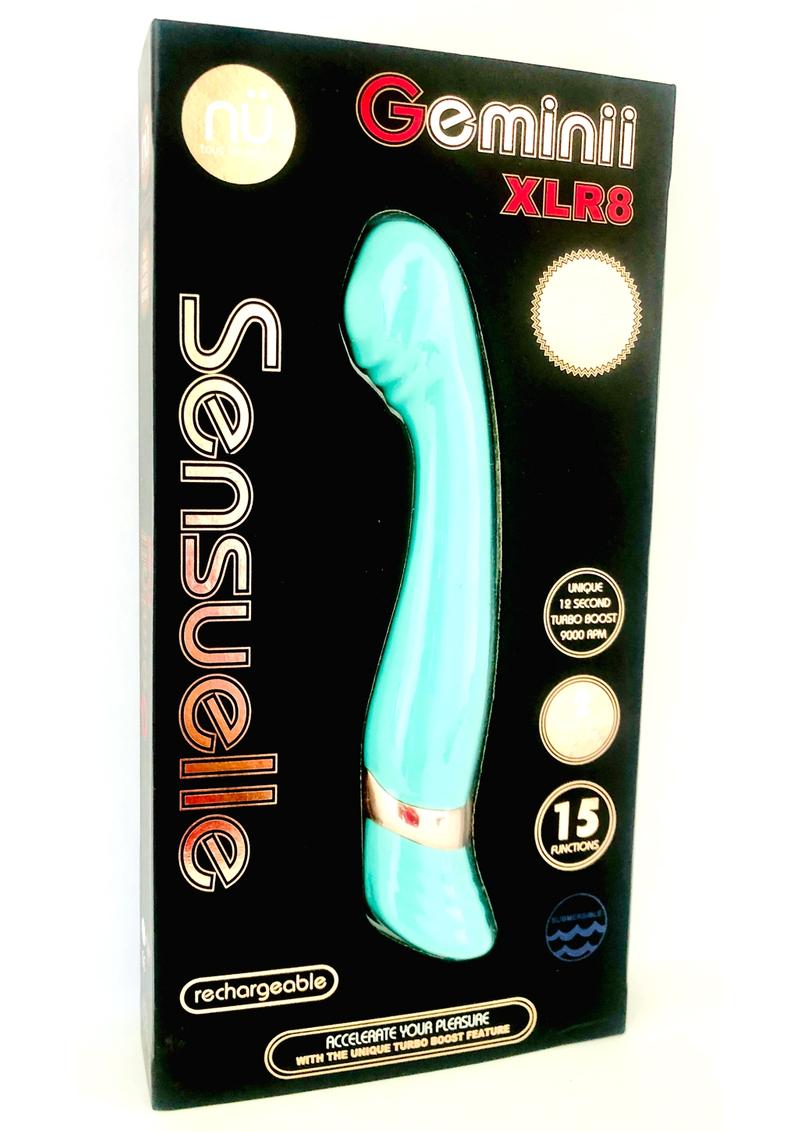 Nu Sensuelle Geminii Xlr8 Rechargeable Silicone G-Spot Vibrator - Blue/Electric Blue