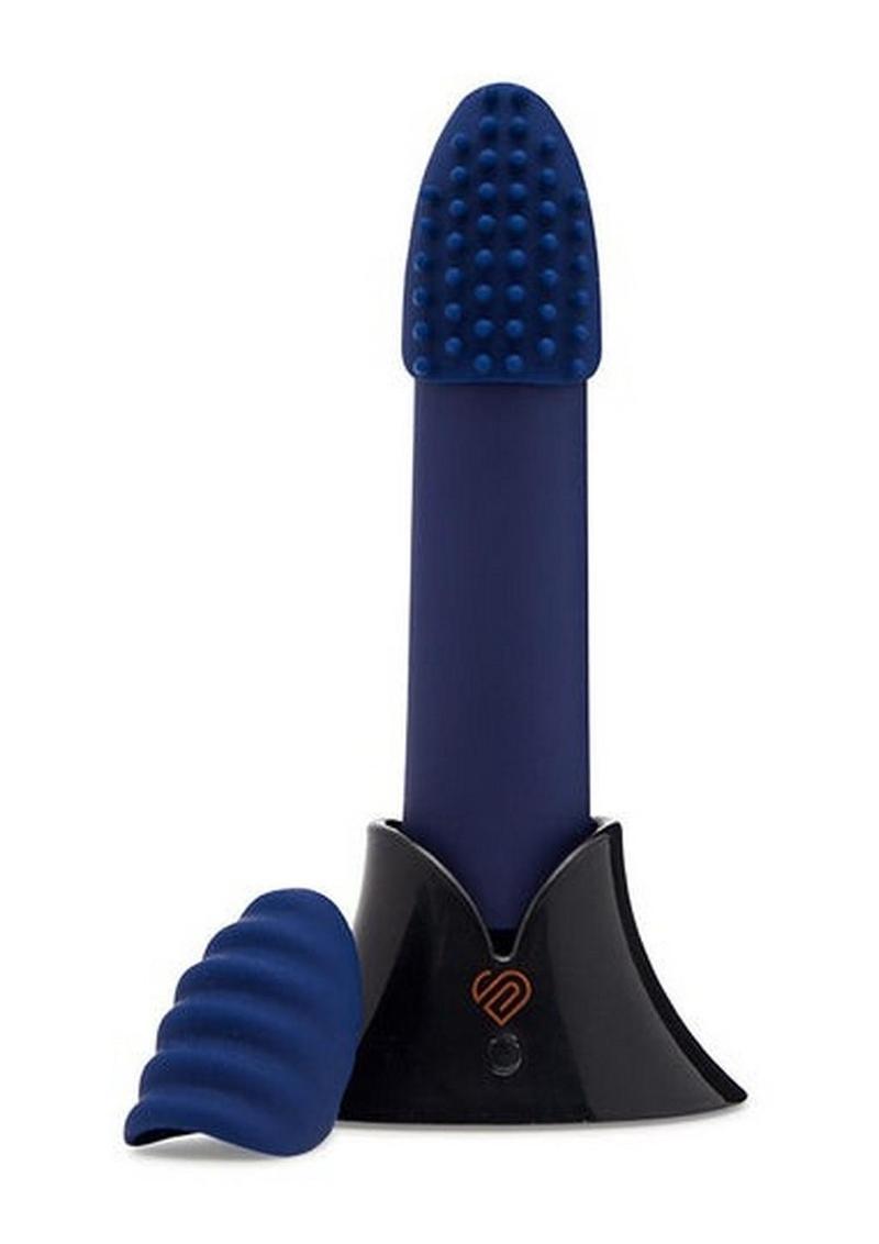 Nu Sensuelle Point Plus Rechargeable Silicone Bullet - Blue/Navy Blue