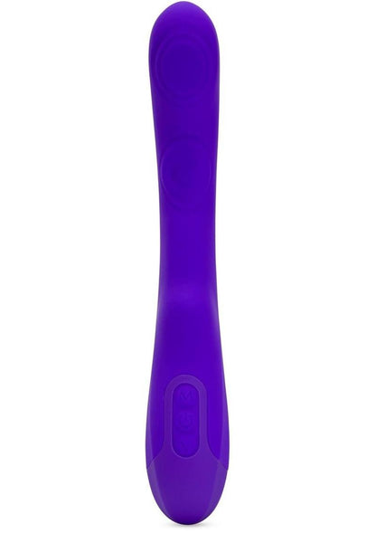 Nu Sensuelle Vivi Rechargeable Silicone Double Tapping Vibe with Clitoral Stimulation - Deep Purple