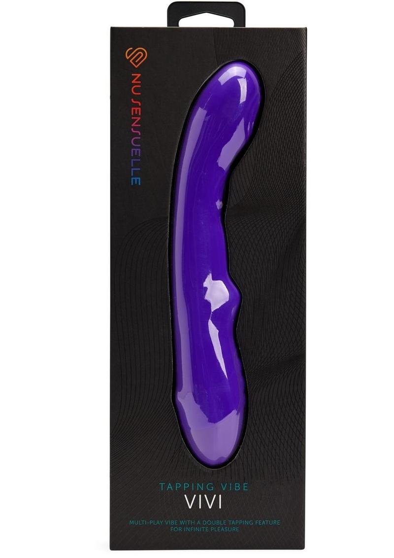 Nu Sensuelle Vivi Rechargeable Silicone Double Tapping Vibe with Clitoral Stimulation - Deep Purple