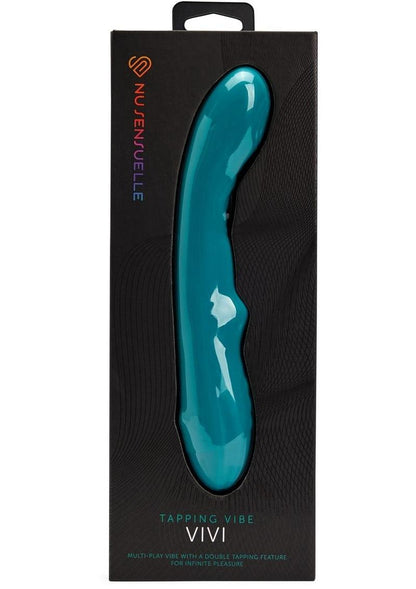 Nu Sensuelle Vivi Rechargeable Silicone Double Tapping Vibe with Clitoral Stimulation - Emerald/Green