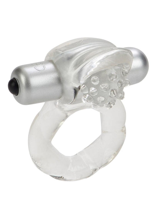 Nubby Lover's Delight Vibrating Cock Ring Cock Ring with Clitoral Stimulation - Clear