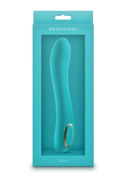 Obsessions Zeus Rechargeable Silicone Vibrator - Aqua/Blue