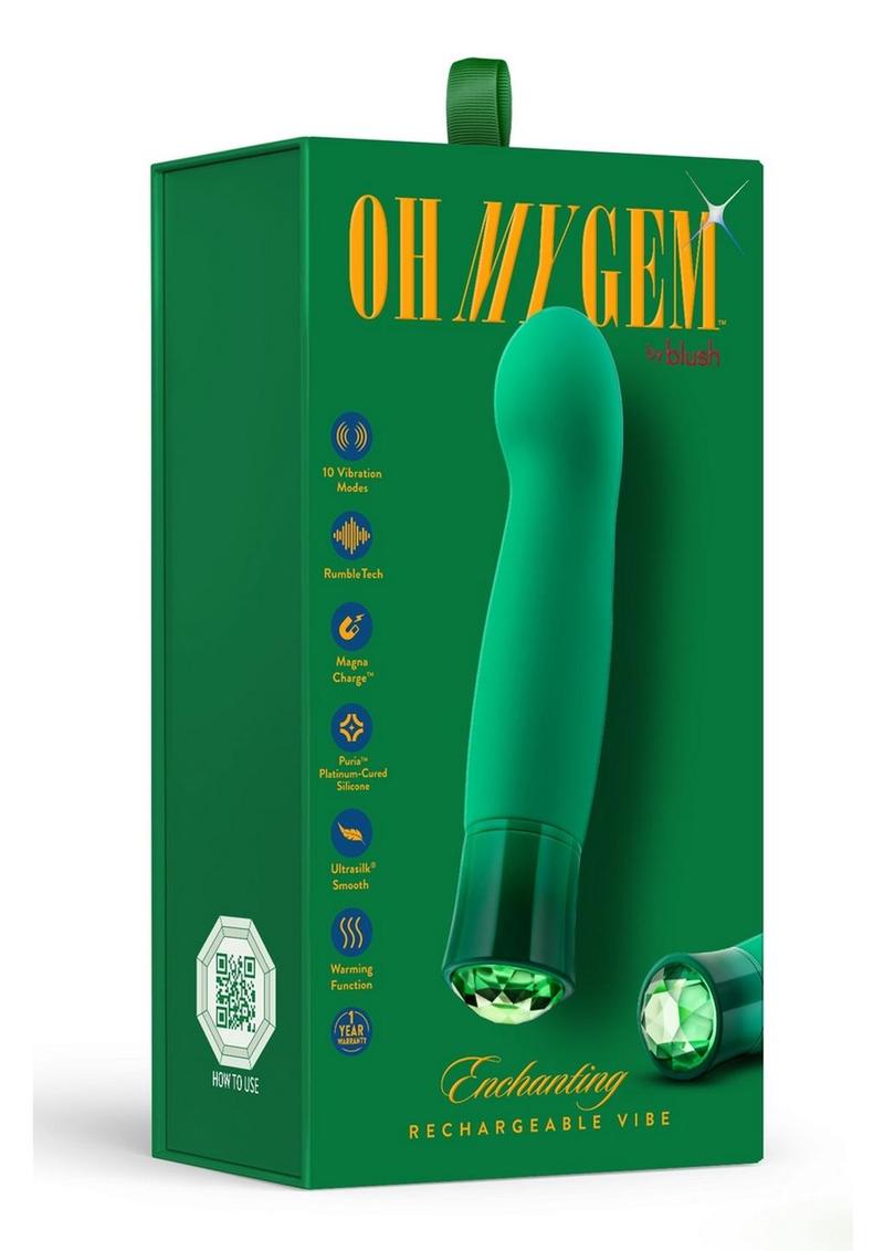 Oh My Gem Enchanting Rechargeable Silicone G-Spot Vibrator - Green/Turquoise