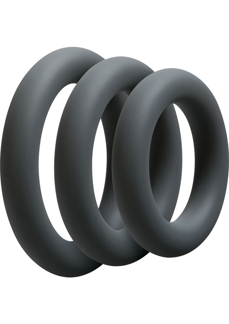 Optimale 3 C-Ring Set Silicone Cock Ring Thick - Grey/Slate - 3 Piece Kit