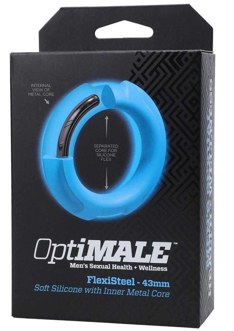 Optimale Flexisteel Soft Silicone with Inner Metal Core Cock Ring - Blue - 43mm