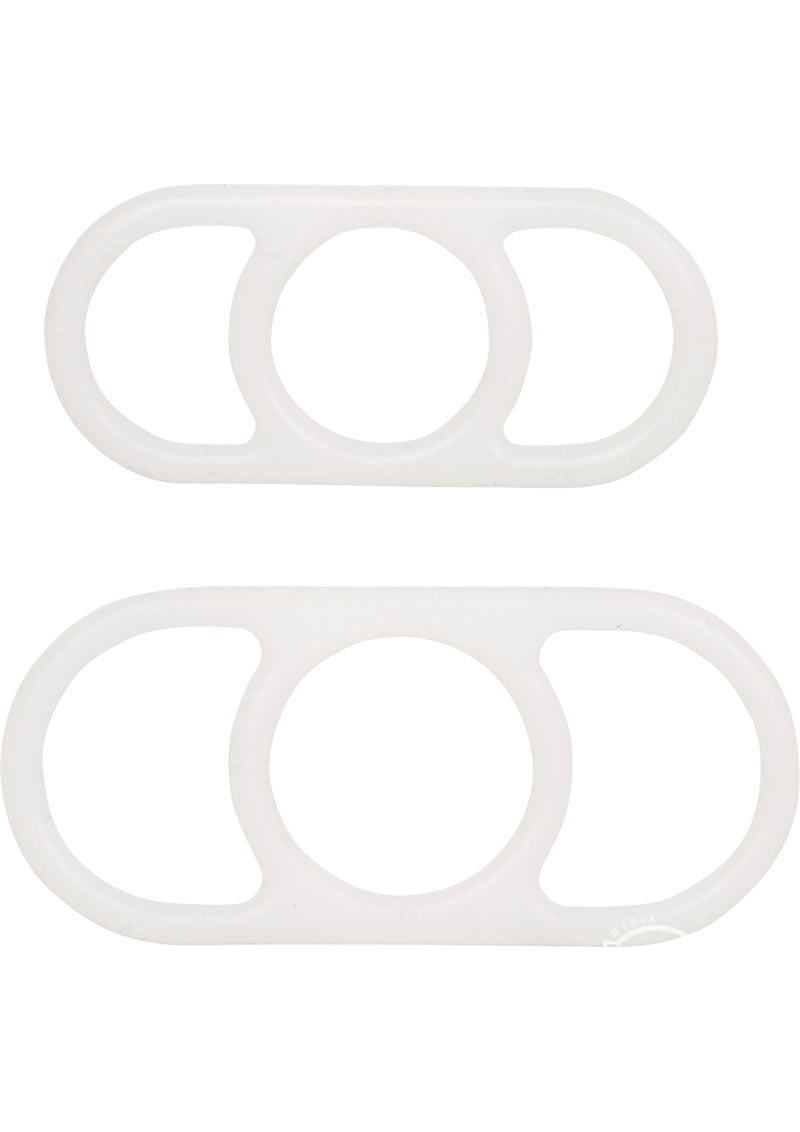 Optimum Series Silicone Erection Enhancer Cock Ring - White - Set