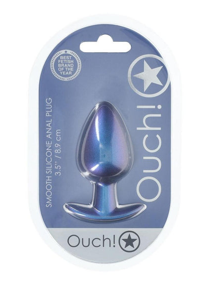 Ouch! Anal Plug Silicone - Large - Metallic - Blue - Large