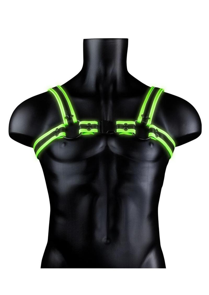 Ouch! Buckle Harness - Black/Glow In The Dark/Green - Large/XLarge