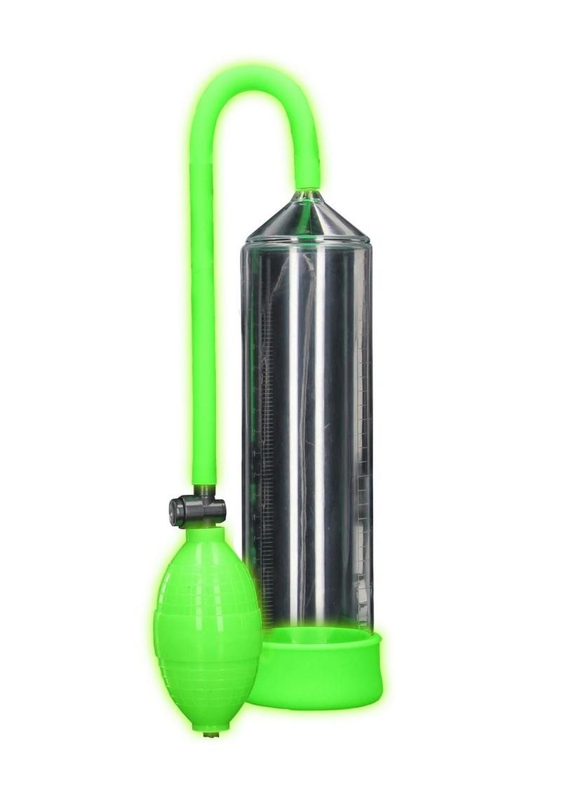 Ouch! Classic Penis Pump - Clear/Glow In The Dark/Green