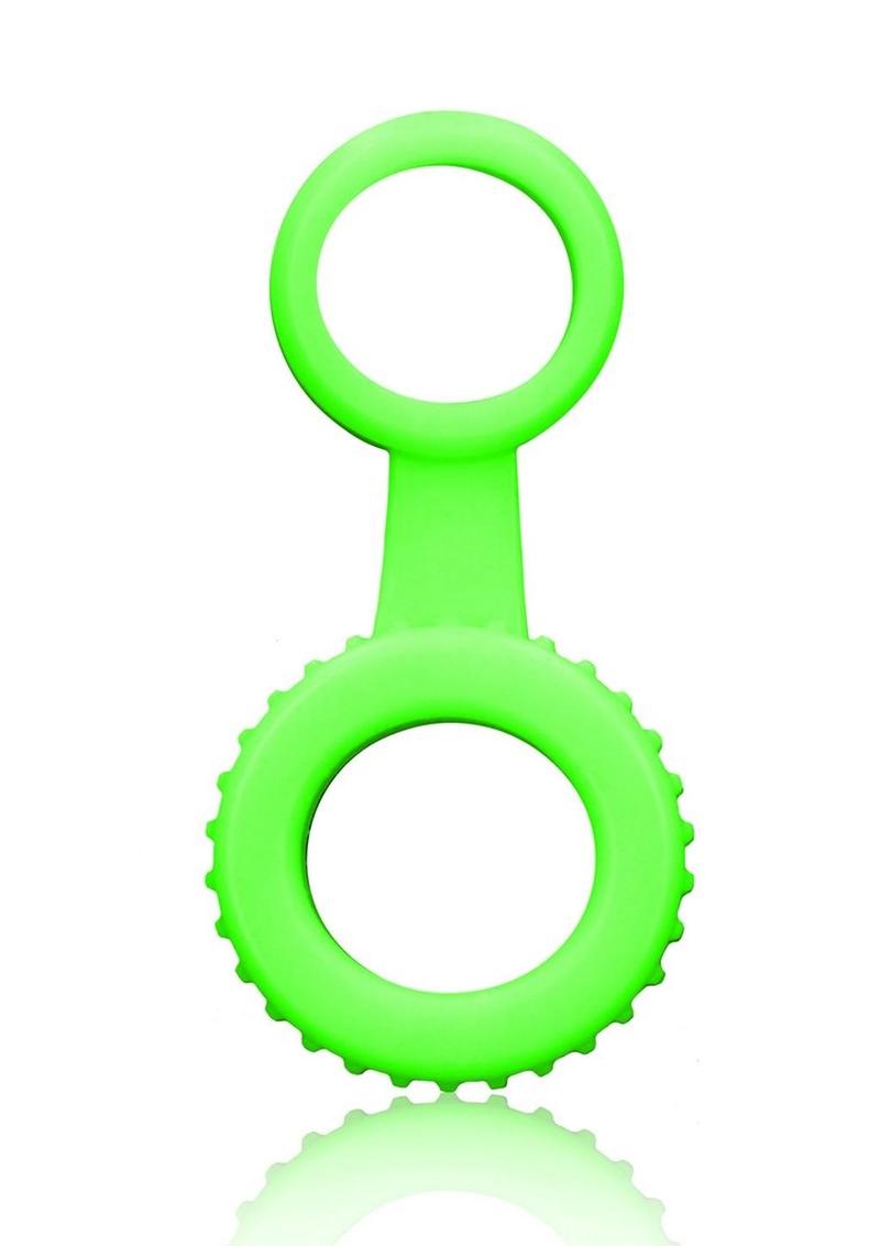 Ouch! Cock Ring and Ball Strap Silicone - Glow In The Dark/Green