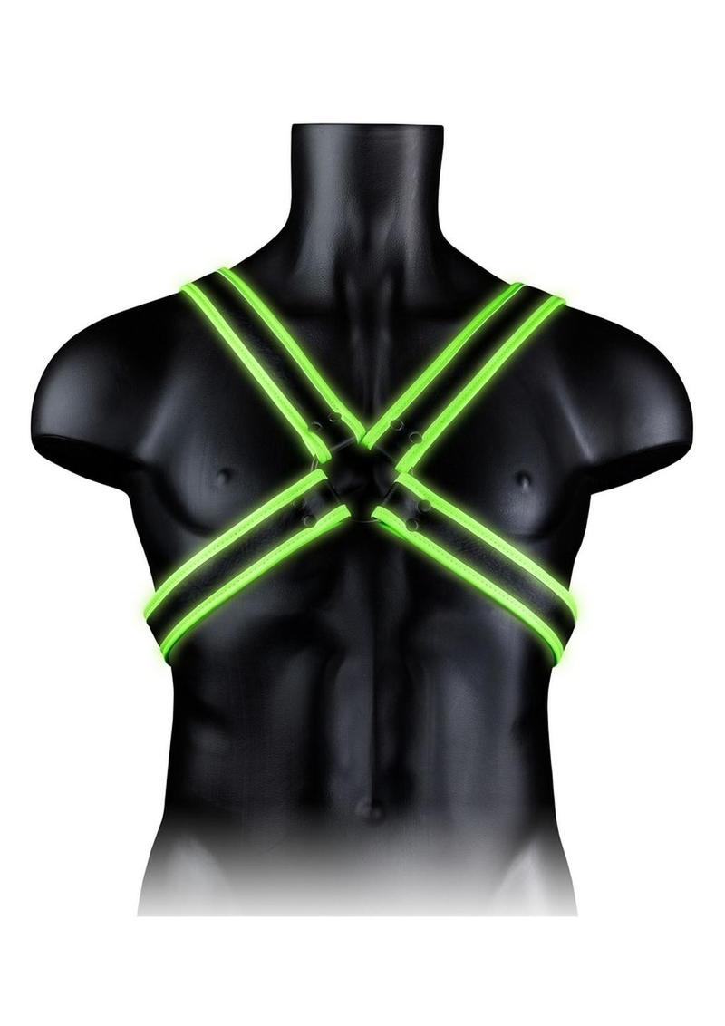 Ouch! Cross Harness - Black/Glow In The Dark/Green - Large/XLarge