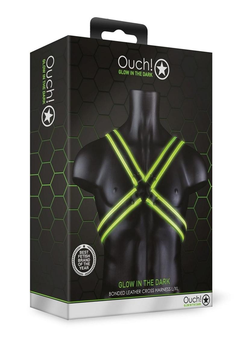 Ouch! Cross Harness - Black/Glow In The Dark/Green - Large/XLarge