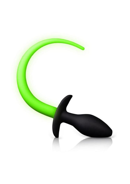 Ouch! Puppy Tail Silicone Plug - Glow In The Dark/Green