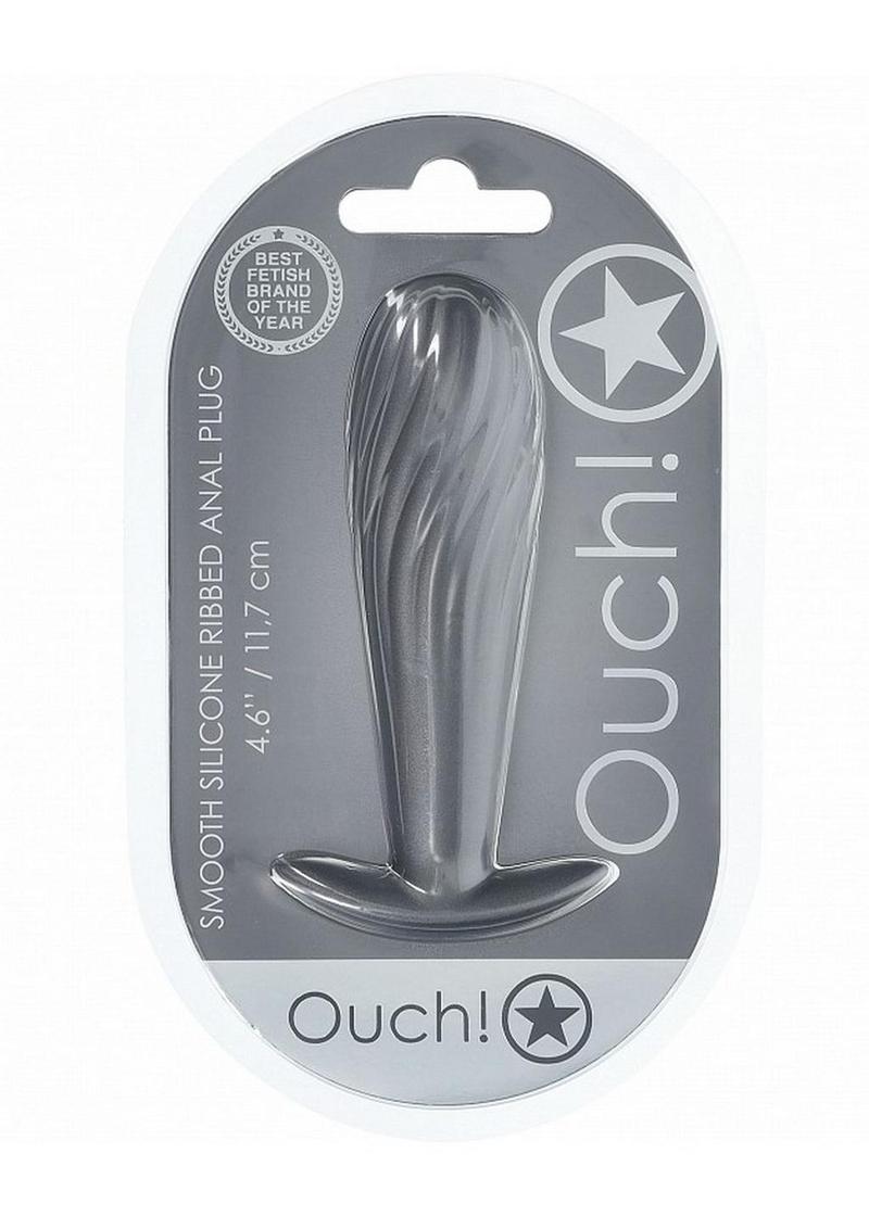 Ouch! Ribbed Anal Plug Silicone - Grey/Gun Metal