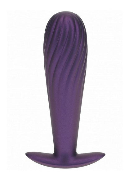 Ouch! Ribbed Anal Plug Silicone - Metallic - Purple