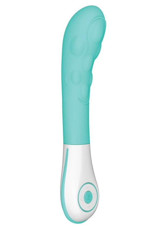 OVO Silkskyn Rechargeable Silicone Bumpy Vibrator - Aqua/Teal/White