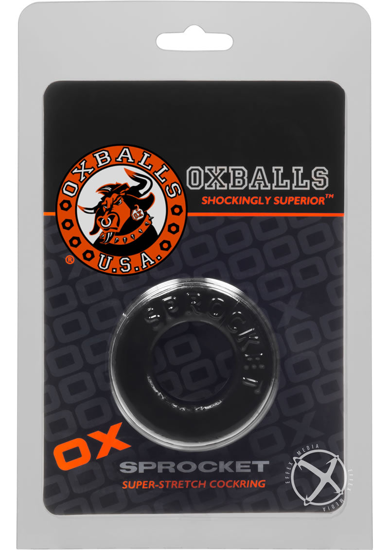 Oxballs Atomic Jock Sprocket Super Stretchy Cock Ring - Black - 2.8in