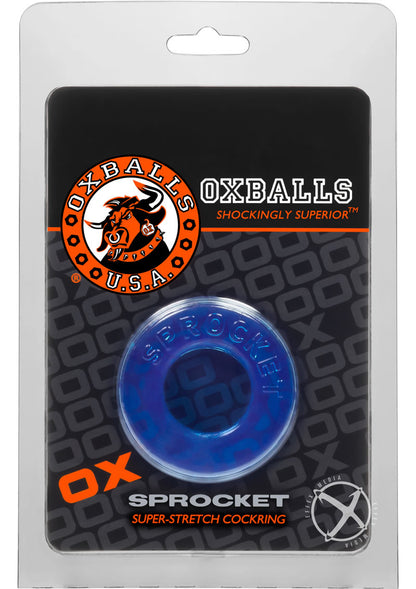 Oxballs Atomic Jock Sprocket Super Stretchy Cock Ring - Blue - 2.8in